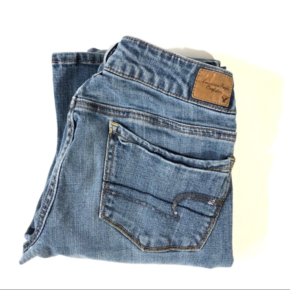 American Eagle Outfitters Denim - AEO Low Rise Stretch Distressed Skinny Kick Jeans